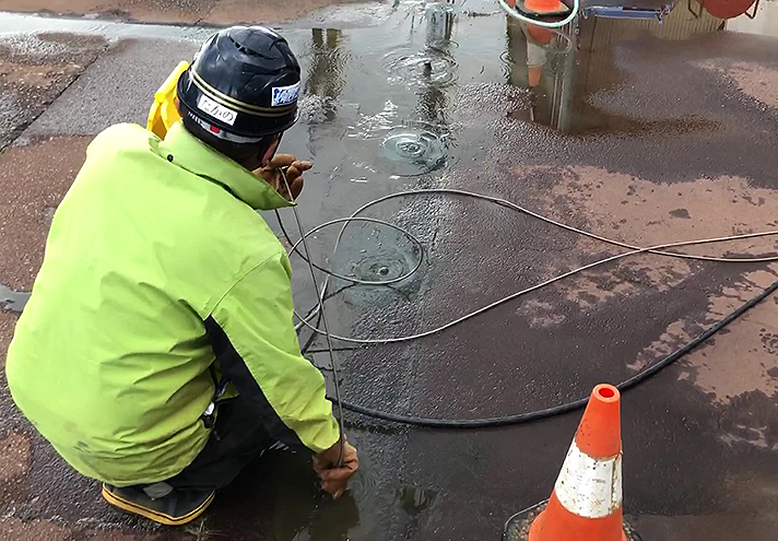 消雪パイプ洗浄