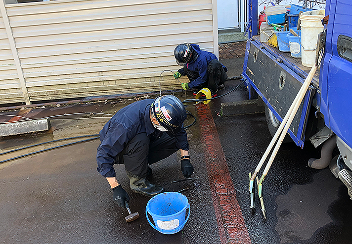 消雪パイプ洗浄